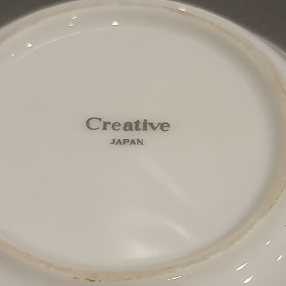 Floral Mini Plates Creative Japan Trinket Holder Gold Rim Set‎ of 4 Green White - Picture 2 of 9